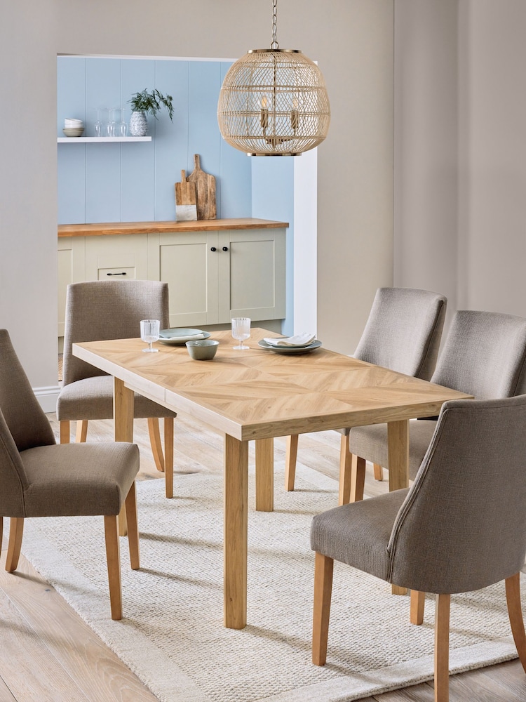 Light Natural Hayford Herringbon 4 to 6 Seater Extending Dining Table - Image 1 of 10