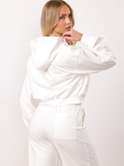 Gym King White Victory Loopback Full Zip Crop Hoodie - Image 2 of 4