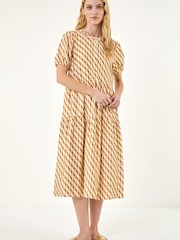 Roman Natural Geo Print Button Shirt Midi Dress - Image 3 of 5