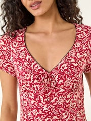 Roman Red Abstract Print Stretch Dress - Image 5 of 5