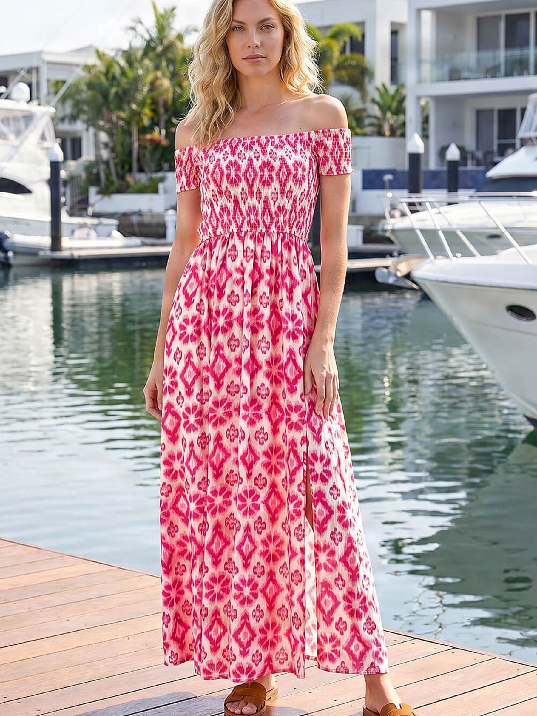 Roman Women's Aztec Bardot Dress in Pink | Size: 20 - Image 3