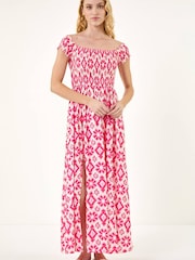 Roman Pink Aztec Bardot Dress - Image 1 of 5
