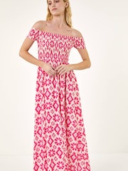 Roman Pink Aztec Bardot Dress - Image 2 of 5