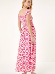 Roman Pink Aztec Bardot Dress - Image 3 of 5