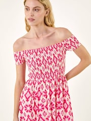 Roman Pink Aztec Bardot Dress - Image 4 of 5