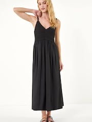 Roman Black Crochet Strappy Midi Dress - Image 3 of 5