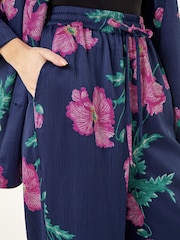 Roman Blue Floral Textured Pull On Trousers - Image 5 of 5