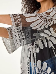 Roman Black Floral Crochet Lace Kimono - Image 6 of 6