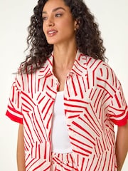 Roman Red Geometric Buttoned Shirt - Image 2 of 5