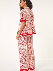 Roman Red Geometric Buttoned Shirt - Image 3 of 5