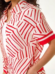 Roman Red Geometric Buttoned Shirt - Image 5 of 5