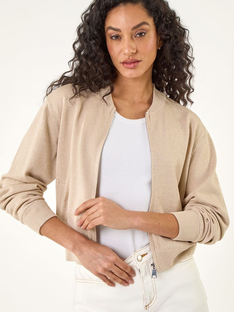 Roman Metallic Knitted Bomber Jacket - Image 1 of 5 Roman Metallic Knitted Bomber Jacket - Image 1 of 5