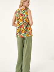 Roman Green Floral Fruit Print Shell Top - Image 3 of 5