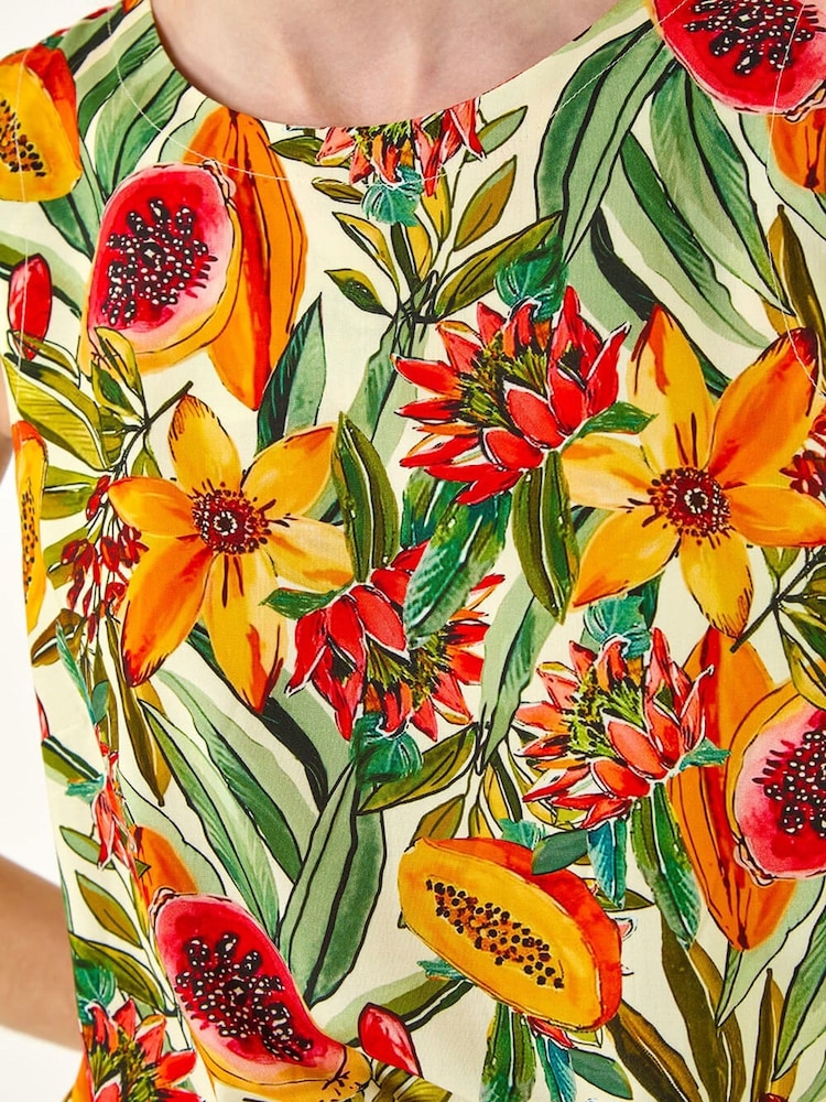 Roman Green Floral Fruit Print Shell Top - Image 6 of 6