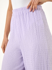 Roman Purple Textured Wide Leg Stretch Trousers - Image 5 of 5