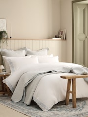 Christy Blue Mistletoe Embroidered Duvet Cover & Pillowcase Set - Image 1 of 5