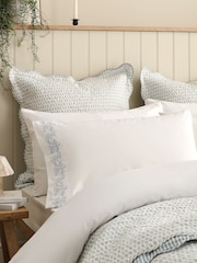 Christy Blue Mistletoe Embroidered Duvet Cover & Pillowcase Set - Image 3 of 5