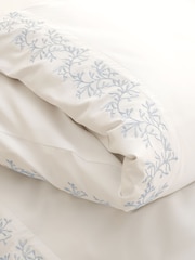 Christy Blue Mistletoe Embroidered Duvet Cover & Pillowcase Set - Image 4 of 5