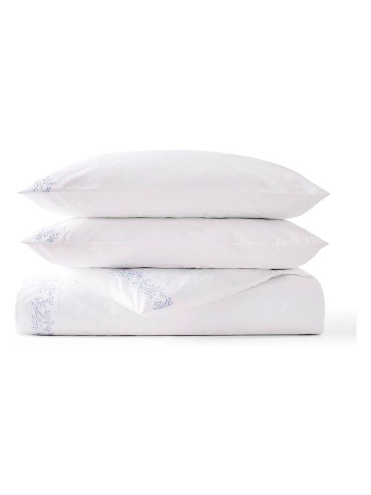 Christy Blue Mistletoe Embroidered Duvet Cover & Pillowcase Set - Image 5 of 5