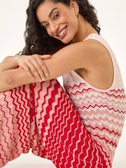 Roman Red Zig Zag Knitted Midi Dress - Image 4 of 5