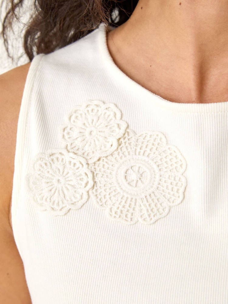 Roman White Floral Embroidered Top - Image 5 of 5