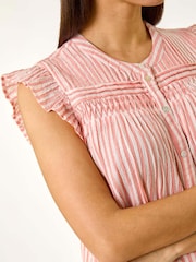 Roman Pink Stripe Print Frill Blouse - Image 6 of 6