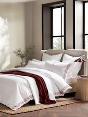 Christy Red Mistletoe Embroidered Duvet Cover & Pillowcase Set - Image 1 of 5