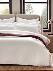 Christy Red Mistletoe Embroidered Duvet Cover & Pillowcase Set - Image 2 of 5