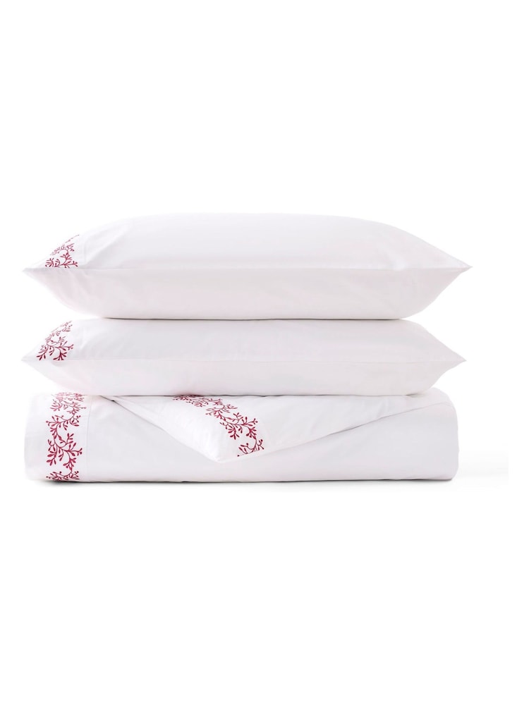 Christy Red Mistletoe Embroidered Duvet Cover & Pillowcase Set - Image 5 of 5