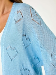 Roman Blue Pointelle Heart Knit Cardigan - Image 5 of 5