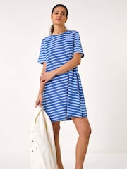 Roman Blue Stripe Stretch T-Shirt Dress - Image 1 of 5