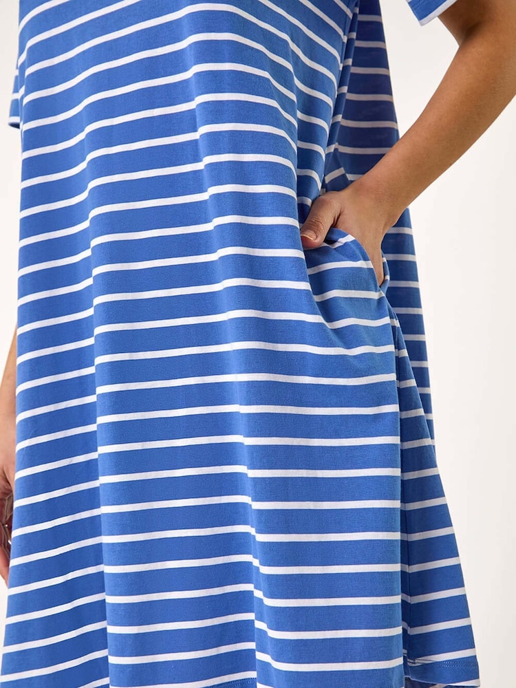 Roman Blue Stripe Stretch T-Shirt Dress - Image 5 of 5