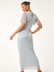 Romersk metallisk plisseret bodycon-maxikjole - Bilde 2 av 4