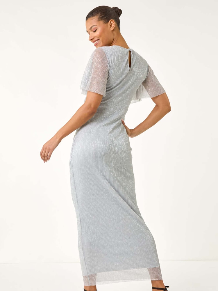 Romersk metallisk plisseret bodycon-maxikjole - Bilde 2 av 4