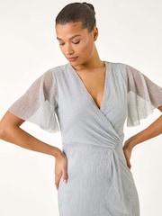 Romersk metallisk plisseret bodycon-maxikjole - Bilde 3 av 4