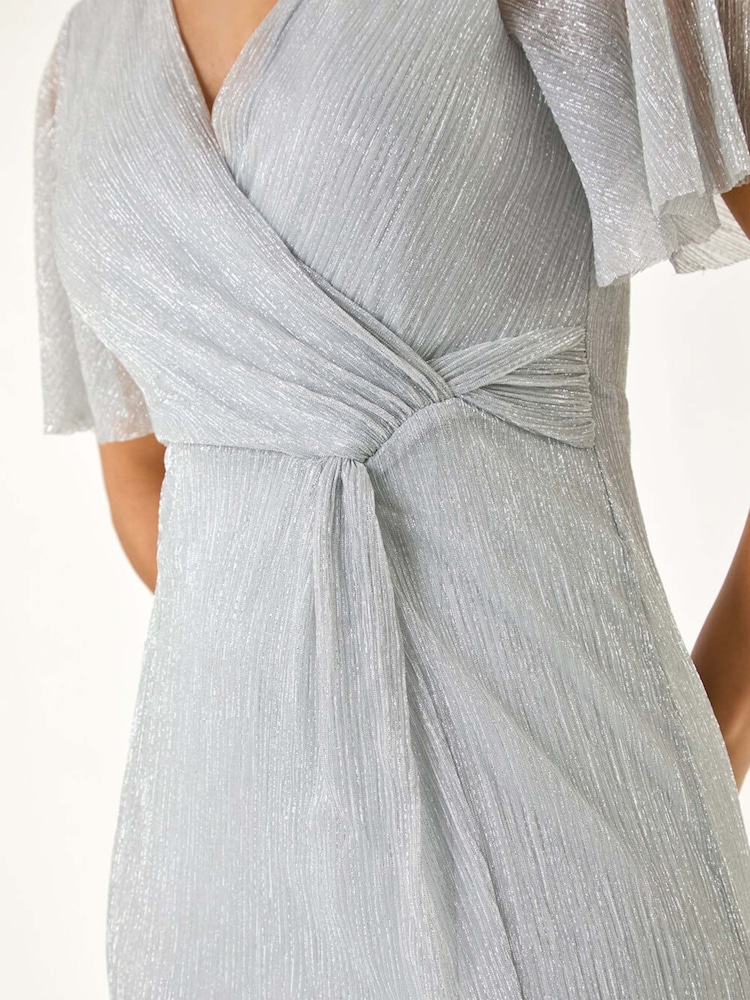 Romersk metallisk plisseret bodycon-maxikjole - Bilde 4 av 4