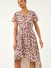 Roman Brown Leopard Ruffle Front Dress - Image 2 of 5