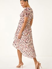 Roman Brown Leopard Ruffle Front Dress - Image 3 of 5