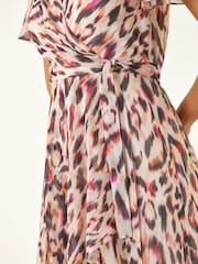 Roman Brown Leopard Ruffle Front Dress - Image 5 of 5