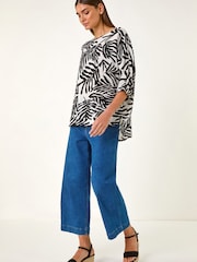 Roman White Leaf Print Tunic Top - Image 2 of 5