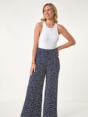 Roman Blue Spot Print Crinkle Trousers - Image 2 of 5