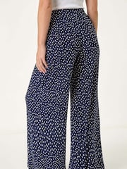 Roman Blue Spot Print Crinkle Trousers - Image 3 of 5