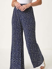 Roman Blue Spot Print Crinkle Trousers - Image 4 of 5