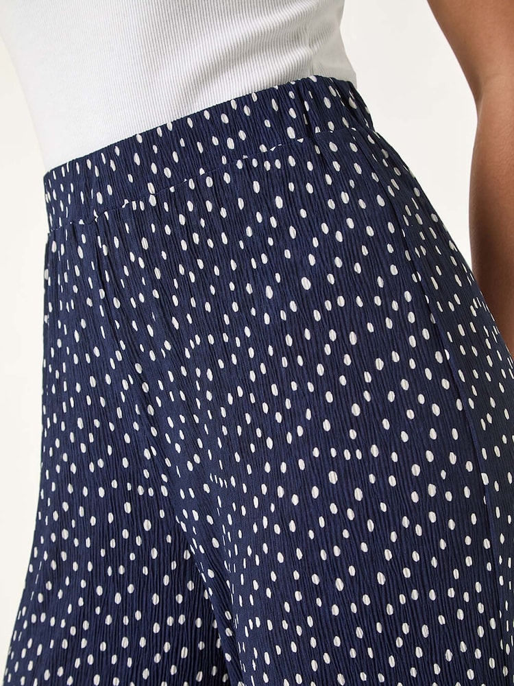 Roman Blue Spot Print Crinkle Trousers - Image 5 of 5