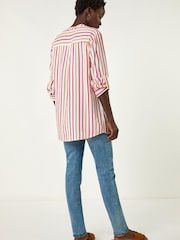 Roman Pink Vertical Stripe Pleat Detail Top - Image 4 of 5