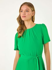 Roman Green Pleated Chiffon Midi Dress - Image 4 of 5
