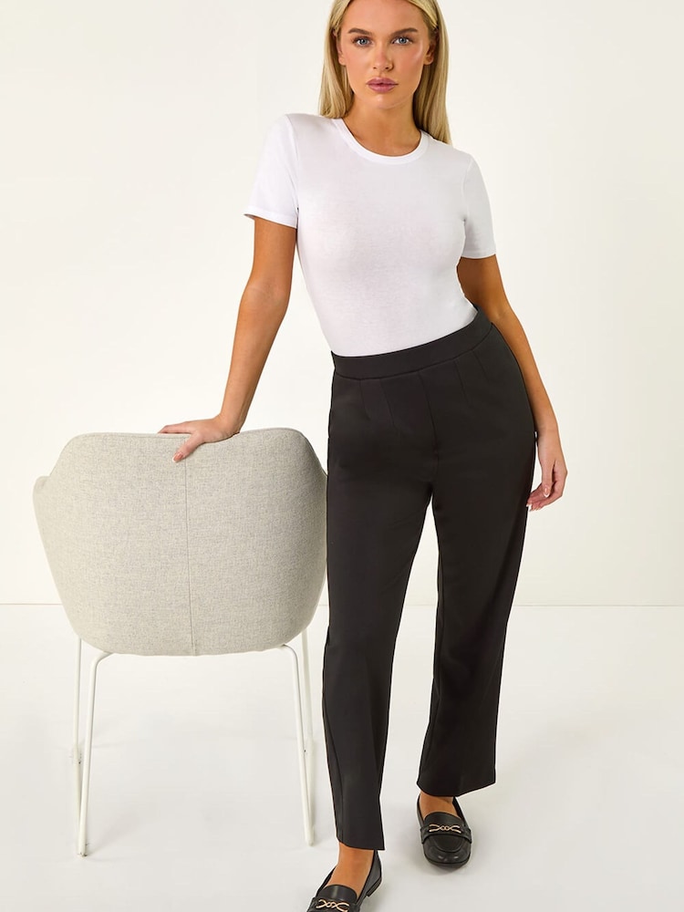 Roman Black Petite Straight Leg Ponte Stretch Trousers - Image 1 of 5
