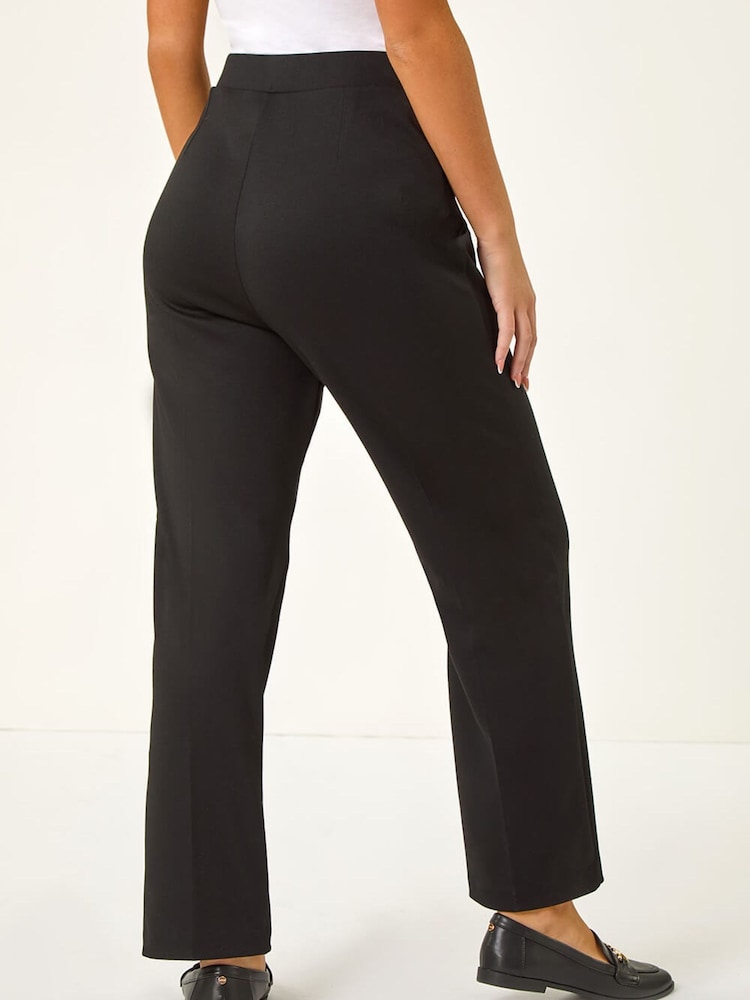 Roman Black Petite Straight Leg Ponte Stretch Trousers - Image 2 of 5