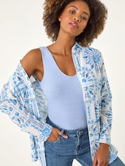 Roman Blue Printed Collar Shirt - Image 2 of 6