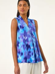 Roman Purple Smudge Print Pleat Front Vest - Image 1 of 6